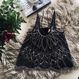 Pins and Needles Black sequin/mesh top